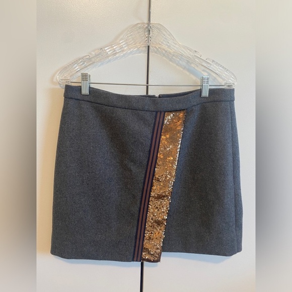 J. Crew wool Blend Origami Skirt Mini Sequins Women's Size 6 - Picture 2 of 7